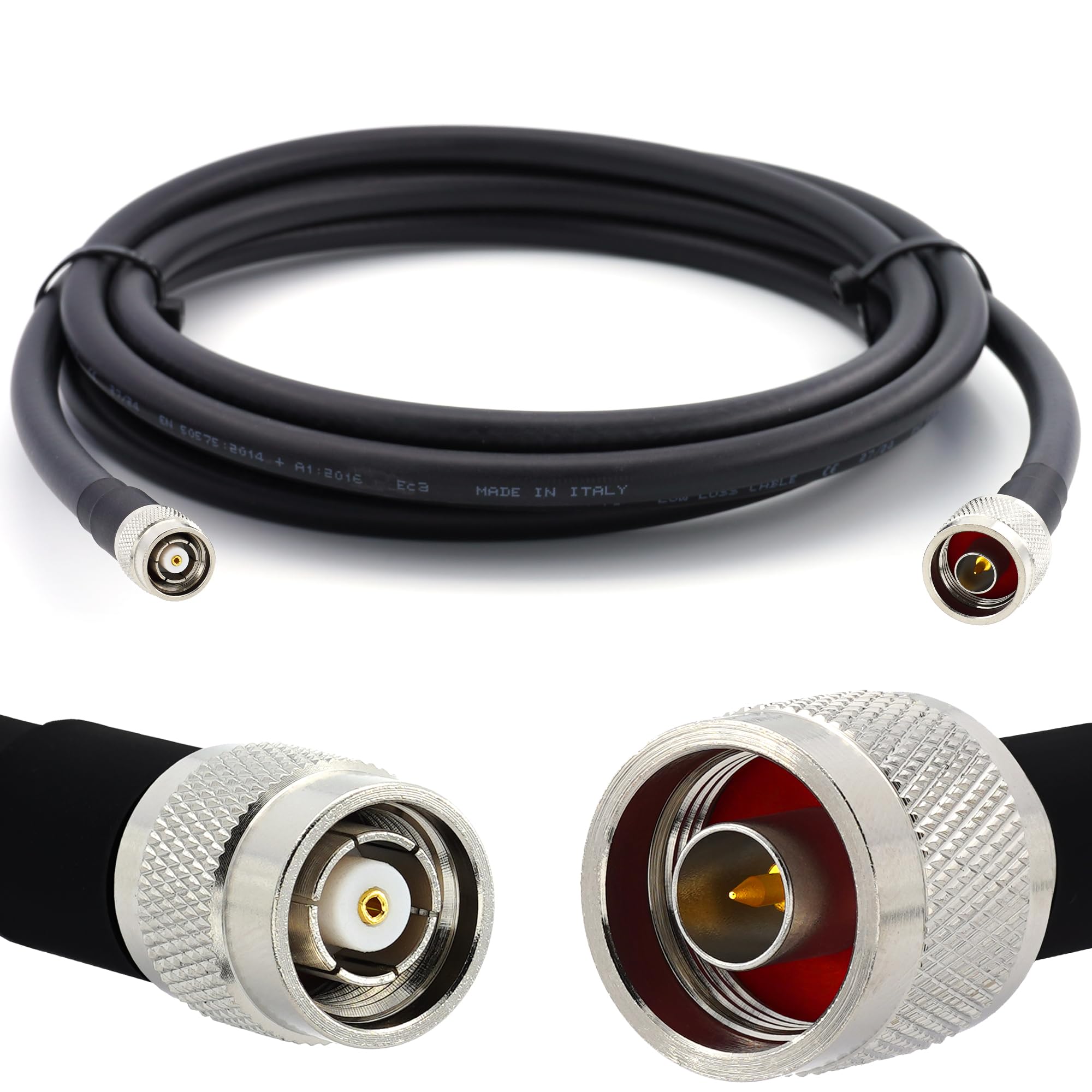 15m RP-TNC maschio a N maschio — Prolunga coassiale flessibile HF400 interamente in rame da 50 Ohm (equivalente a LMR400 UF UltraFlex) — per antenna router wireless mobile WiFi LTE 4G 5G 6G