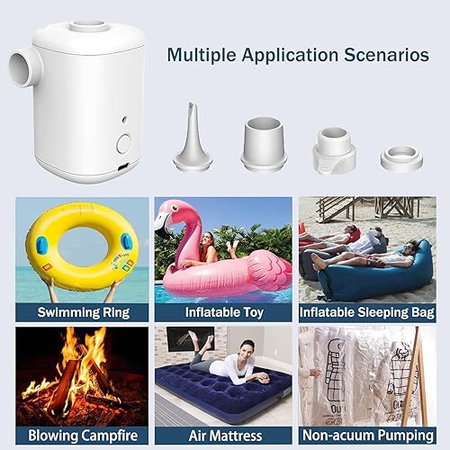 Miniatura 3 de Bomba de aire eléctrica, bomba de aire portátil con batería de 2000 mAh recargable por USB para inflar desinflar, desinflar para anillo de natación,