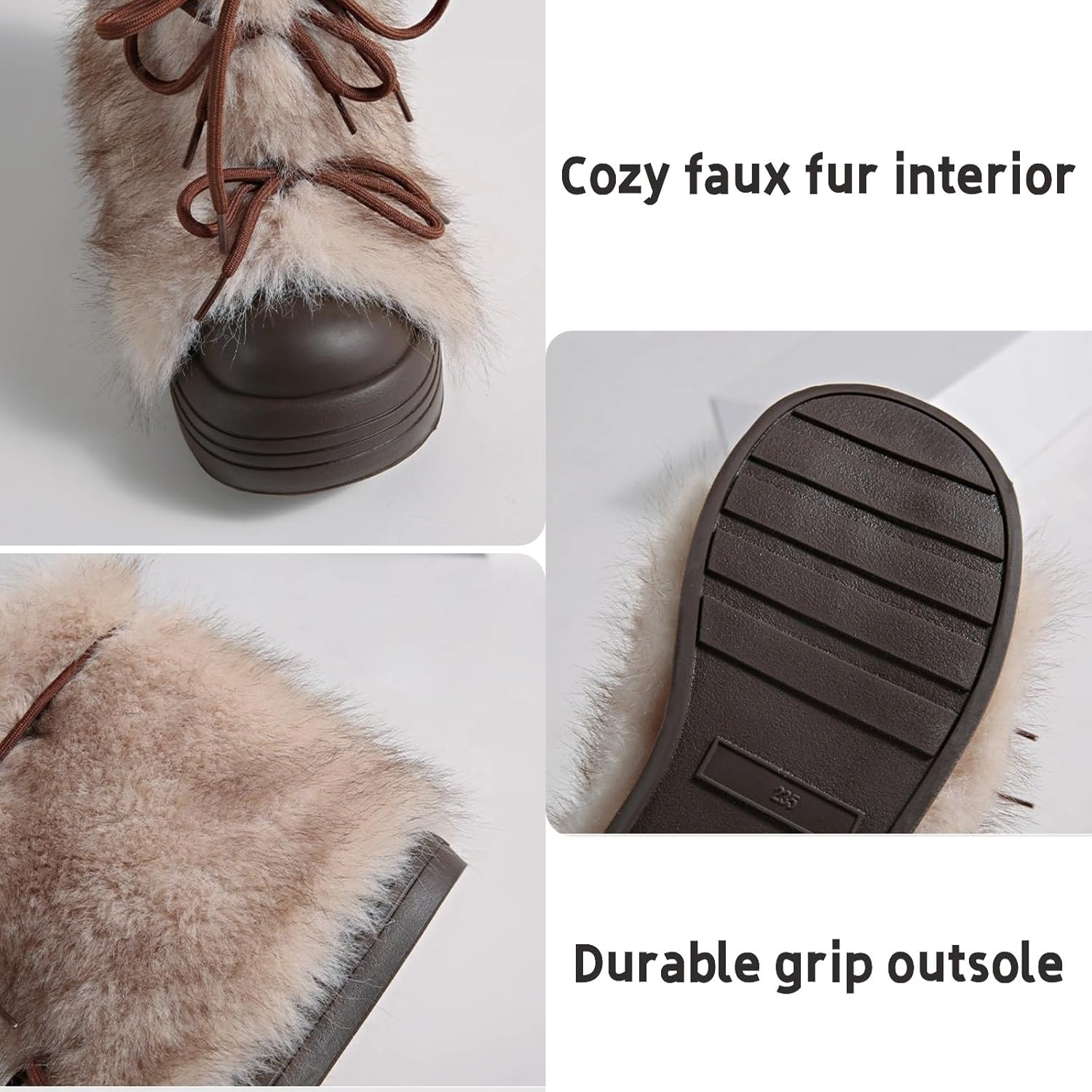 Women's Faux Fur Boot Snow Shoes 1.5-Inch Platform Fuzzy and Plush Warm Winter Y2K Aesthetic Cute Stuff
