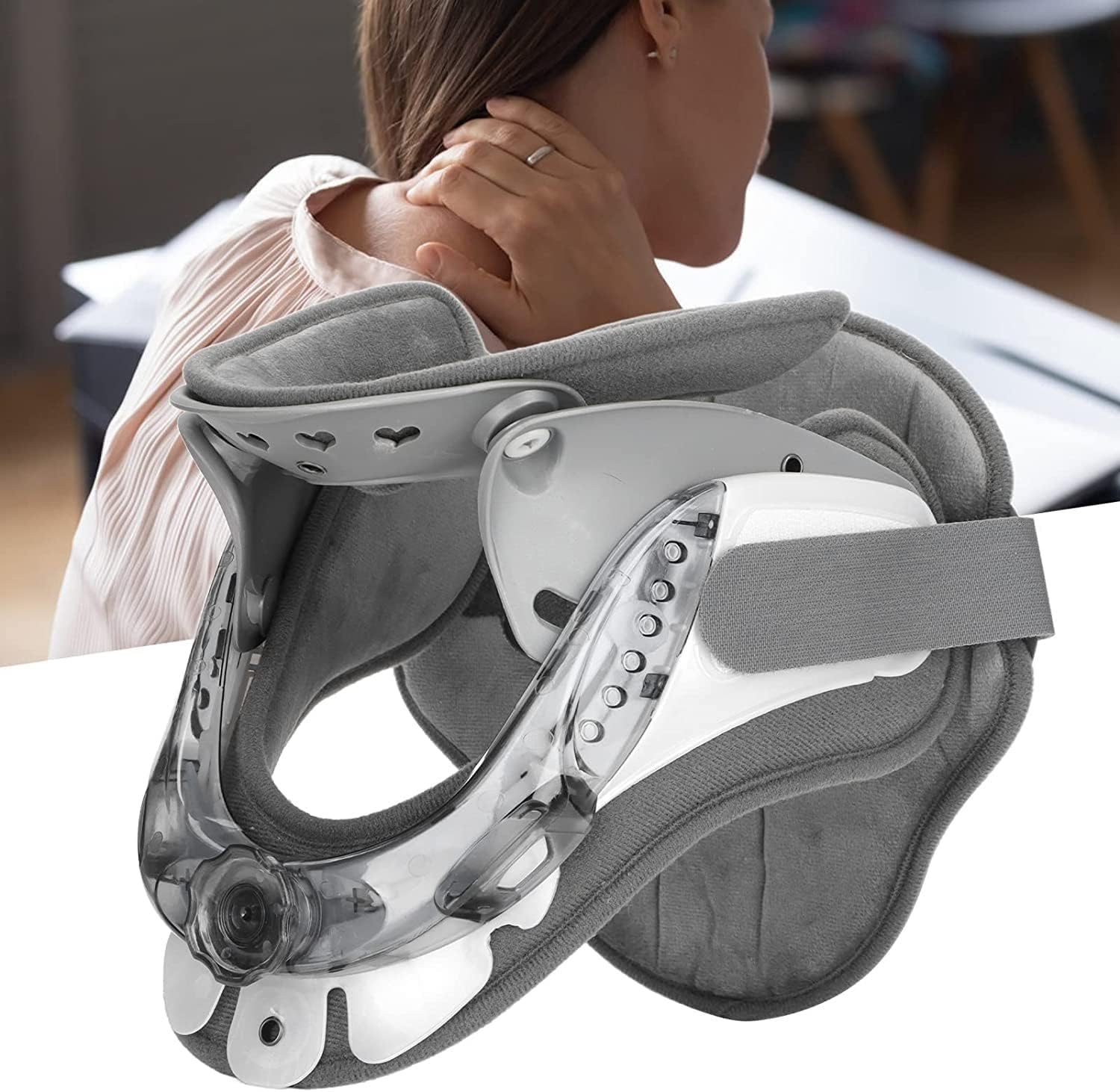 Supporto per Il Collo per Il Dolore al Collo Dispositivo di trazione cervicale, tutore, barella Regolabile, Collare cervicale per trazione, tutori per Il Sollievo dal Dolore