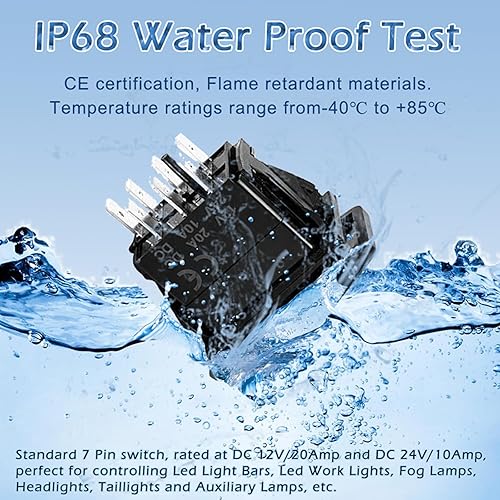 Miniatura 6 de Interruptor basculante momentáneo de 7 pines (encendido) apagado (encendido) Interruptores basculantes de coche DPDT Barco Interruptores basculantes
