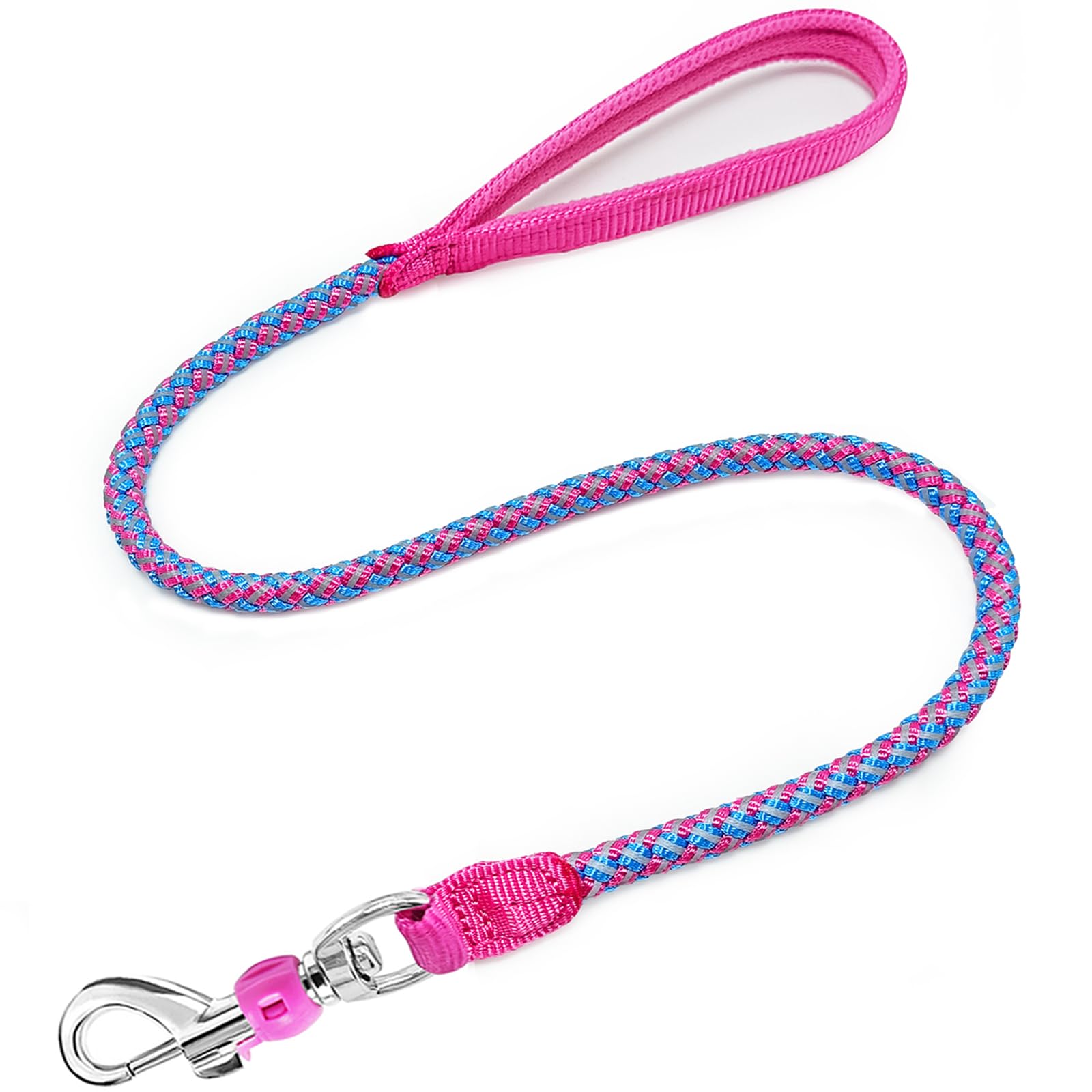 2/3/4/6/10 Foot Reflective Dog Leash Strong Nylon Rope Braided Heavy Duty for Large and Medium Small Dogs Walking Training Leads (Black, 3ft * 1/2") — view 10