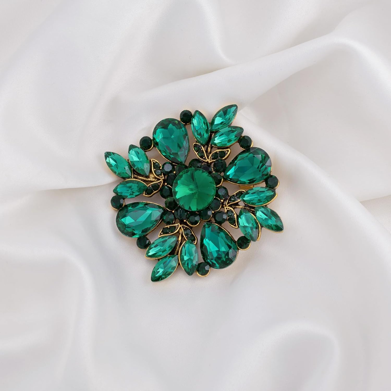 LAXPICOL Vintage Clear Austrian Crystal Elegant Cross Flower Brooch Pin For Women Wedding Broach Pin - Image 2