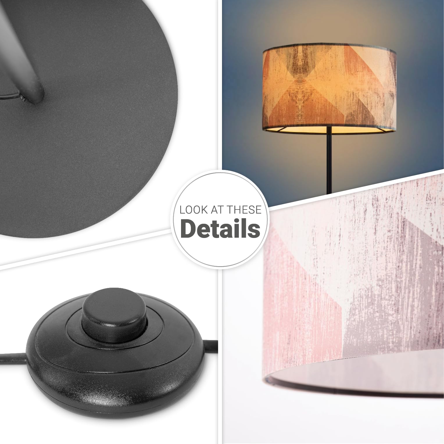 Paco Home Stehlampe Wohnzimmer Dreibein Modern E27 Leselampe Stehleuchte Retro Lampenschirm Stoff Geometrisch Mit Stecker