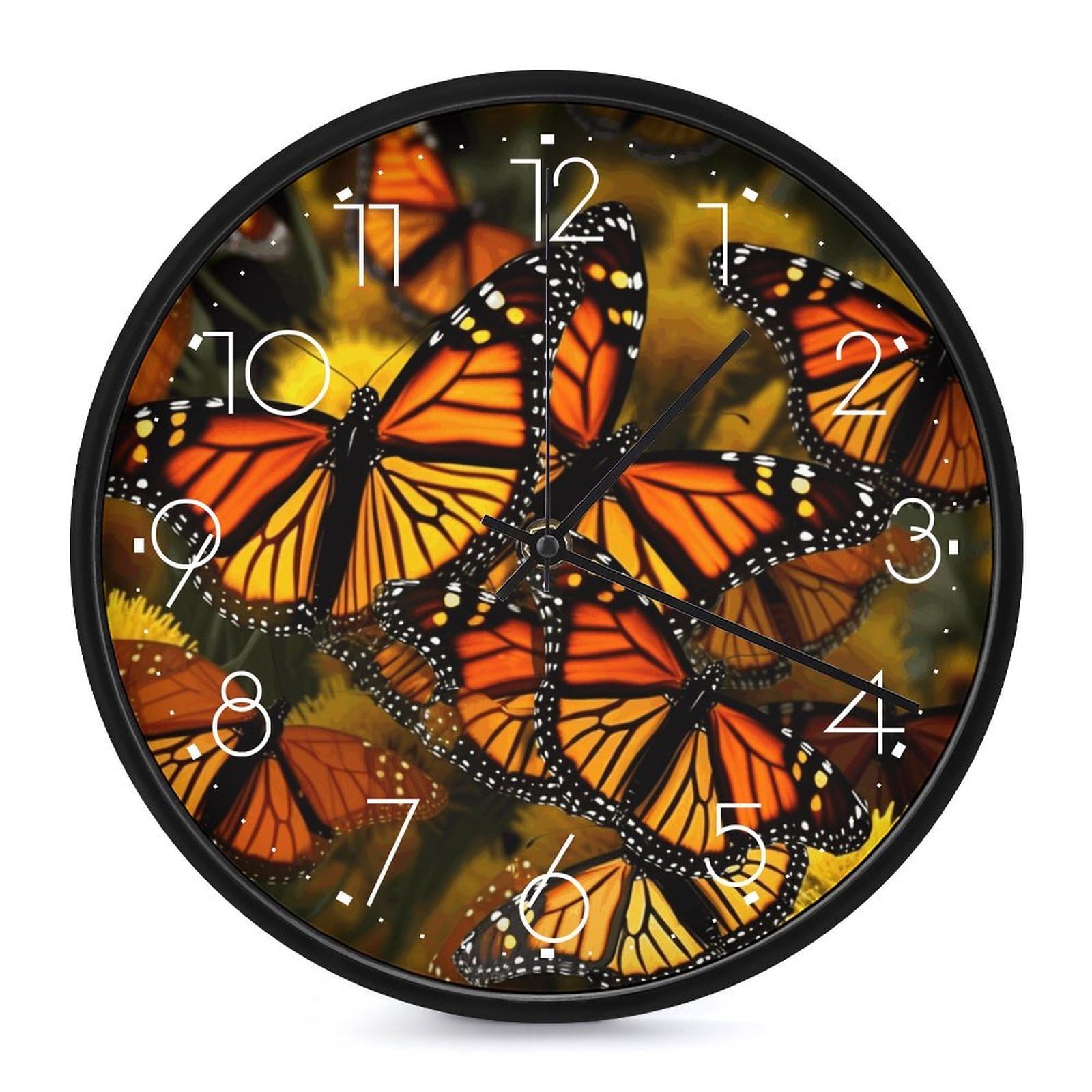 Horloge murale moderne papillon monarque de 25,4 cm pour salon