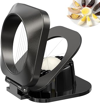 Egg Slicer for Hard Boiled Eggs Egg Cutter Strawberry Slicer Heavy Duty Aluminium Tomato Slicer Stainless Steel Wire Egg Slicer Dicer with 3 Slicing Styles, Easy to Clean