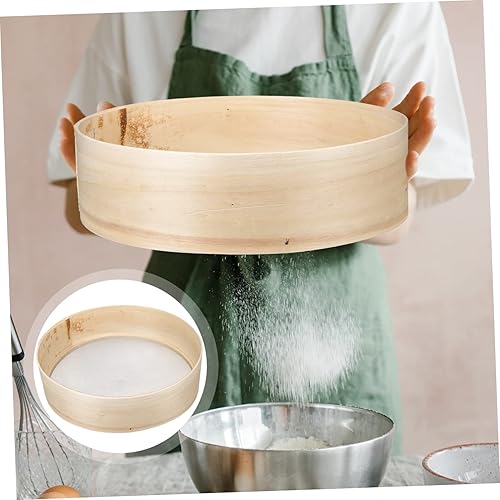 Miniatura 5 de HEMOTON 2 piezas de tamiz de harina de madera para hornear, fácil de limpiar, herramienta de tamizado de harina portátil