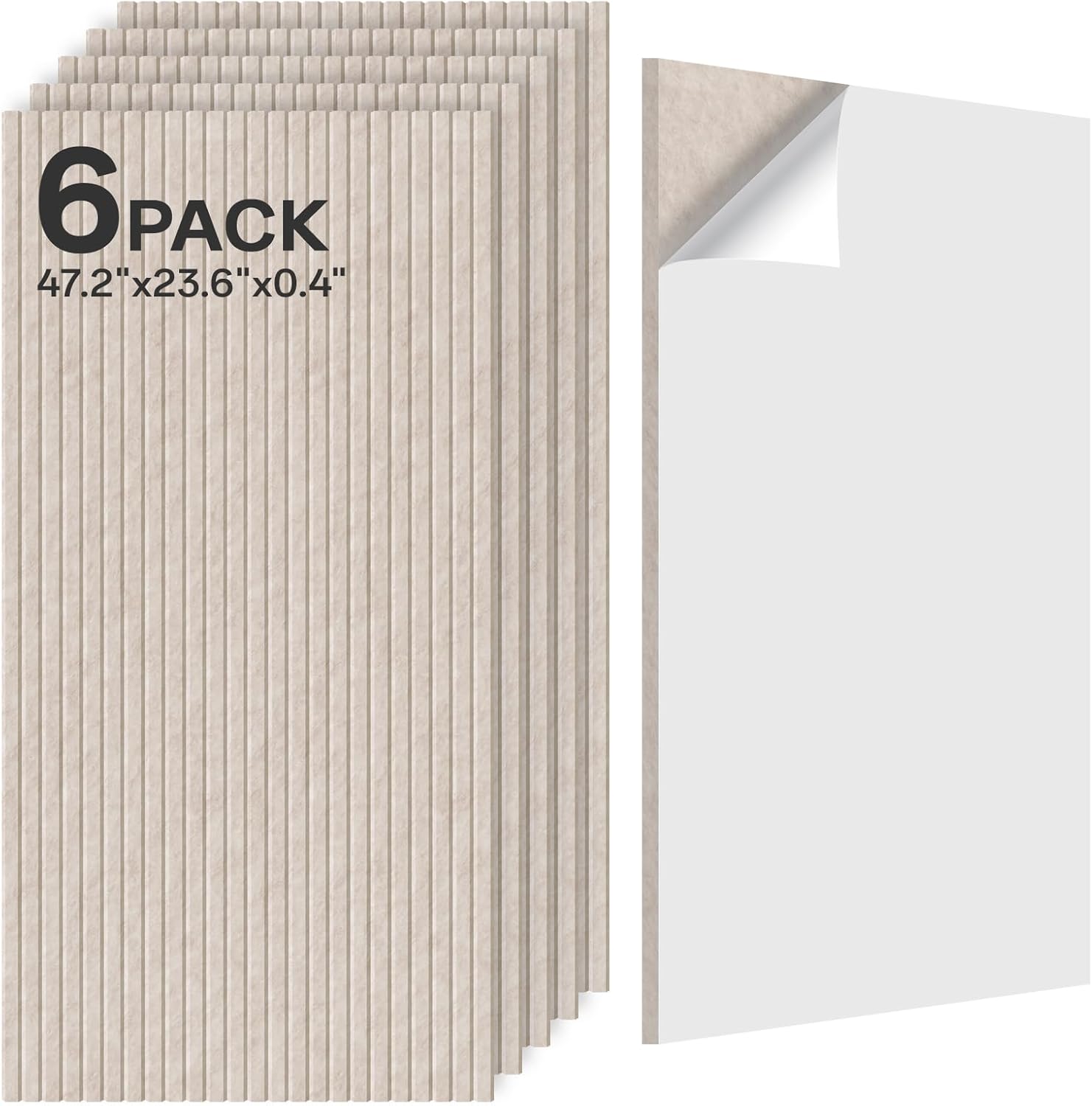 Acoustic 6 Pack Sound Absorbing Equidistant cutting Panels, 47.2” x 23.6” x 0.4” Self-Adhesive Noise Reduction Wall Panels for Office, Home Theater, Recording Studio(Camel)