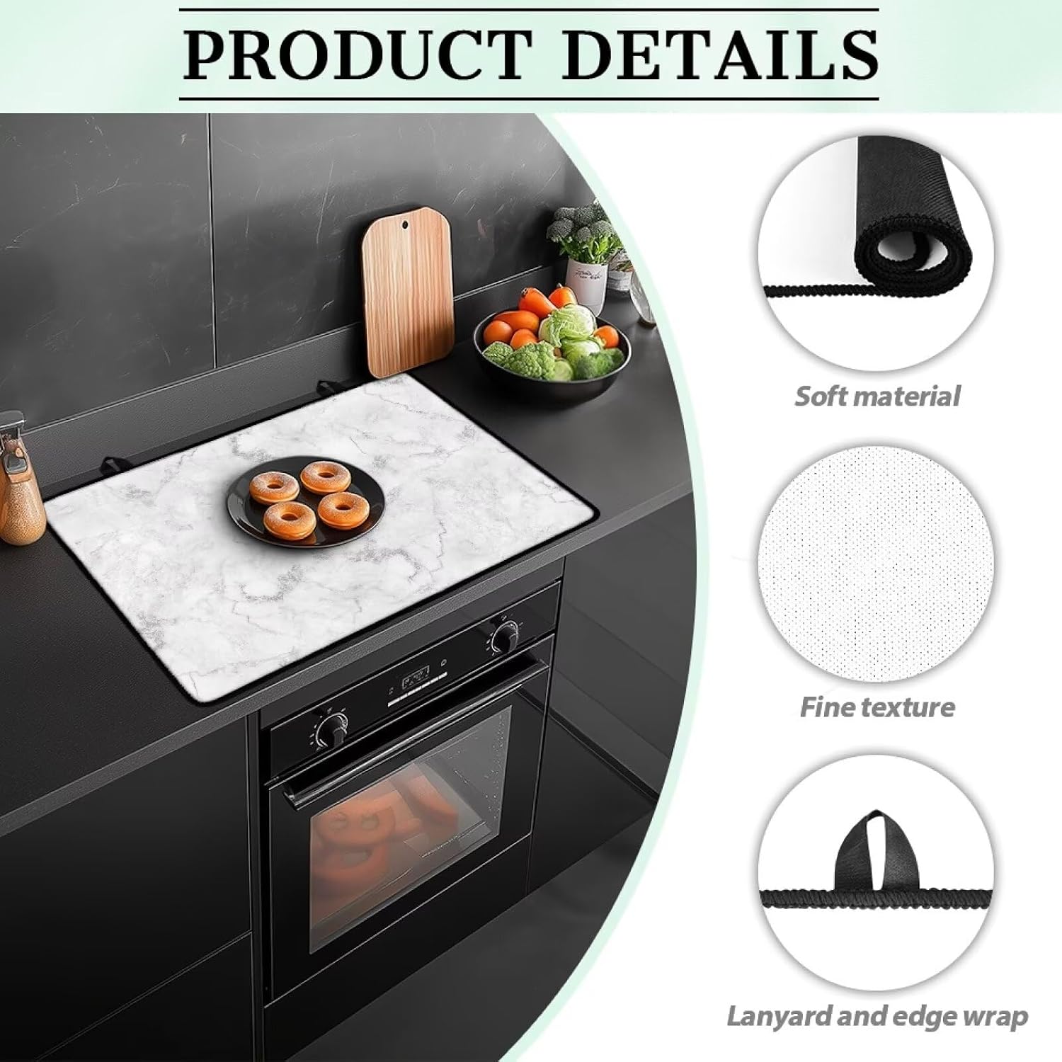 Poceacles Electric Stove Top Cover for Stove Top, Induction Electric Stove Protector Non-slip Glass Cooktop Cover Range Cover Multipurpose Flat Top Stove Mat, White Marble