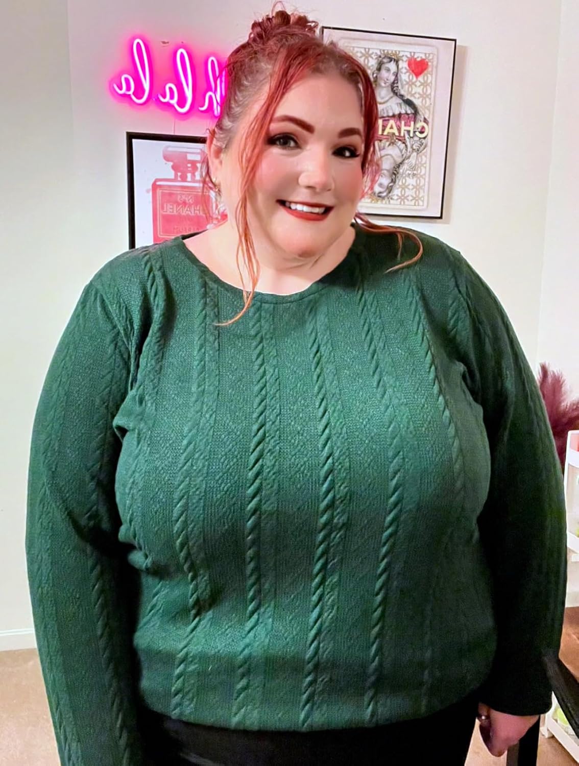 RITERA Plus Size Womens Tops Cable Knit Sweaters Casual Long Sleeve Lightweight Pullover Sweater Tops XL-5XL - Image 2