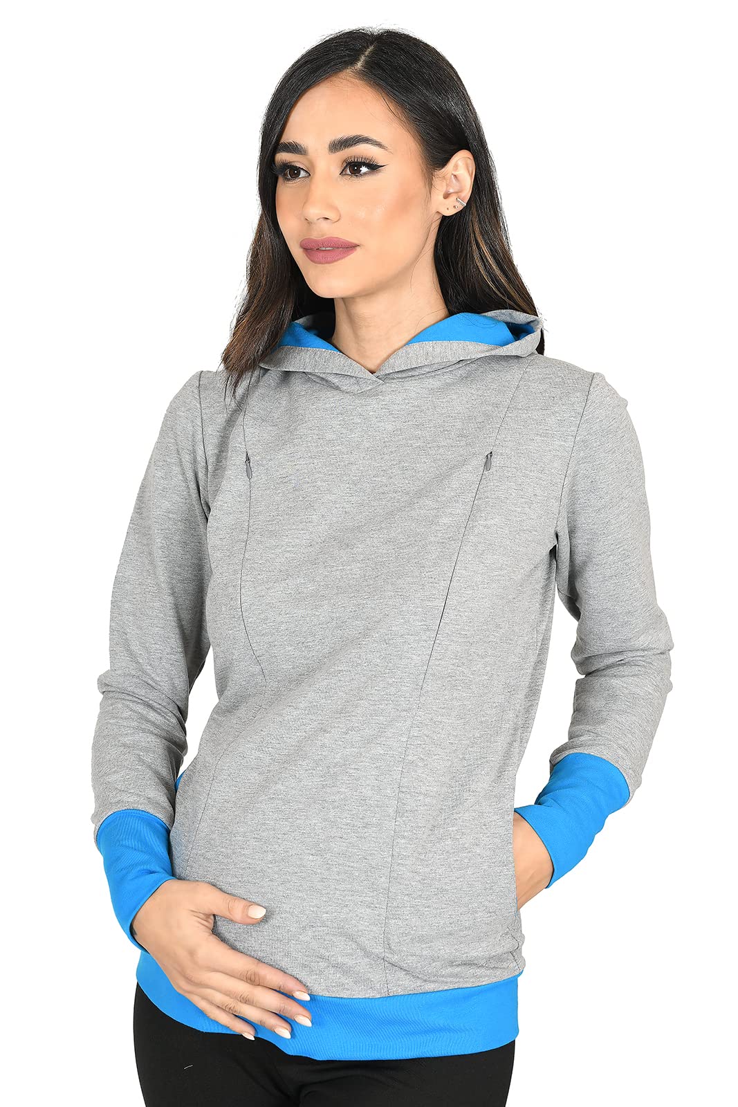 MijaCulture 2 en 1 Sudadera Jersey de Maternidad y Lactancia Mona 1035
