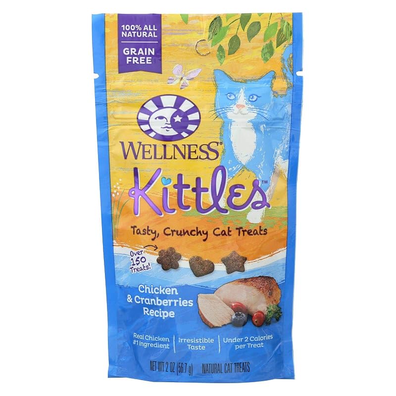 Petisco crocante para gatos Wellness Kittles com frango e cranberries, 14 pacotes de 56 g