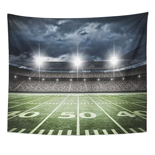 Emvency Tapestry Stadium Football Stadium Field Light Night Football Turf