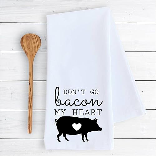 Miniatura 2 de Kitchen dish towel Don't go bacon my heart pig bathroom funny cute Kitchen Decor drying cloth100% COTTON