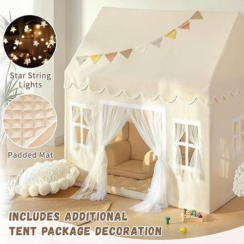 Miniatura 3 de Tienda de campaña para niños con alfombra tienda de campaña grande para niños pequeños casa de juegos para interiores para niñas y niños neutros