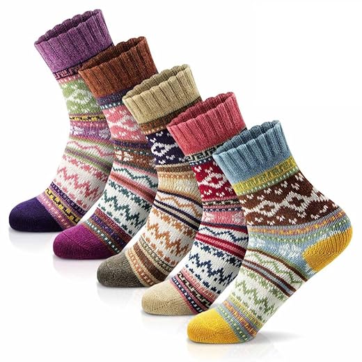 MORECOO Womens Socks Winter - Stocking Stuffers Gifts for Women - Thick Wool Soft Warm Cozy Crew Socks for Women