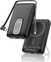 for MagSafe Portable Charger Fast Charging,22.5W 10000mAh Magnetic Power Bank with Built-in Cable and Stand, for MagSafe Battery Pack Compatible with iPhone 17/16/15/14/13/12 Series