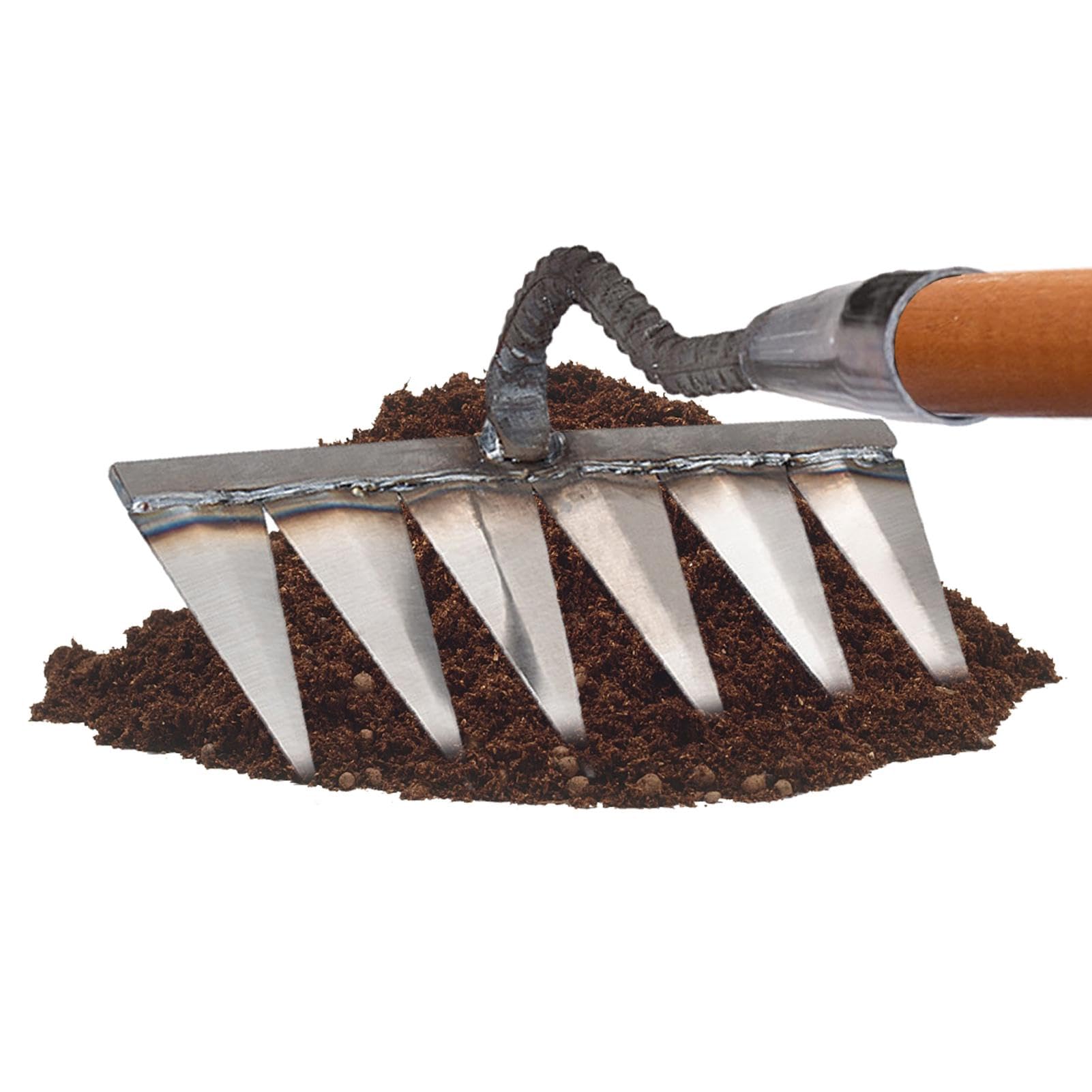 Azada de 6 Puntas para desfiltrar – Rastrillo de malezas de Acero al Carbono | Herramienta de malezas Resistente para Granja, jardín, huerto y Patio, Ideal para la labranza