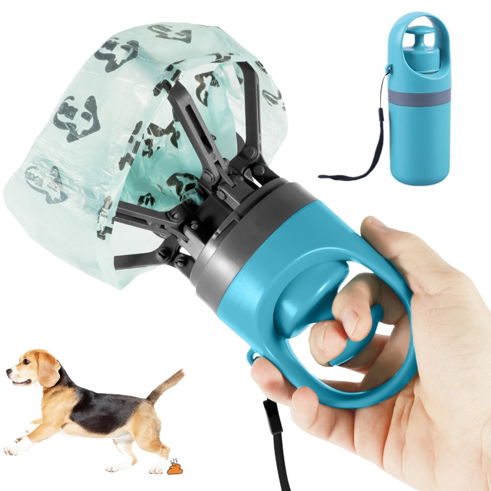 pofluany Dog Pooper Scooper, Pooper Scooper For Large Dogs Portable Dog Poop Scooper Set with Holder & Claw Clip, Dog Pooper Scooper with Bag Dispenser Portable Claw Poop Picker for Small Medium Larg