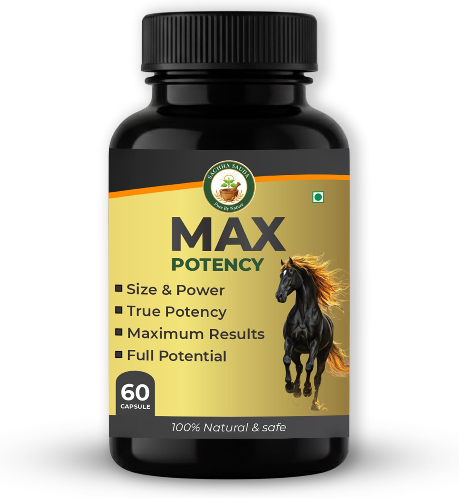 MAX POTENCY Capsules for Size, Power & Full Potential | Enhances True Potency and Maximum Results | Natural Men's Supplement | 60 Capsules