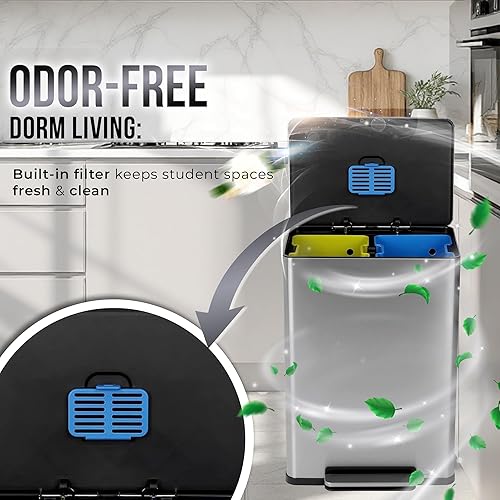 Vista 11 de Simpli-Magic Bote de basura abierto de 65 litros, grado comercial, acero inoxidable