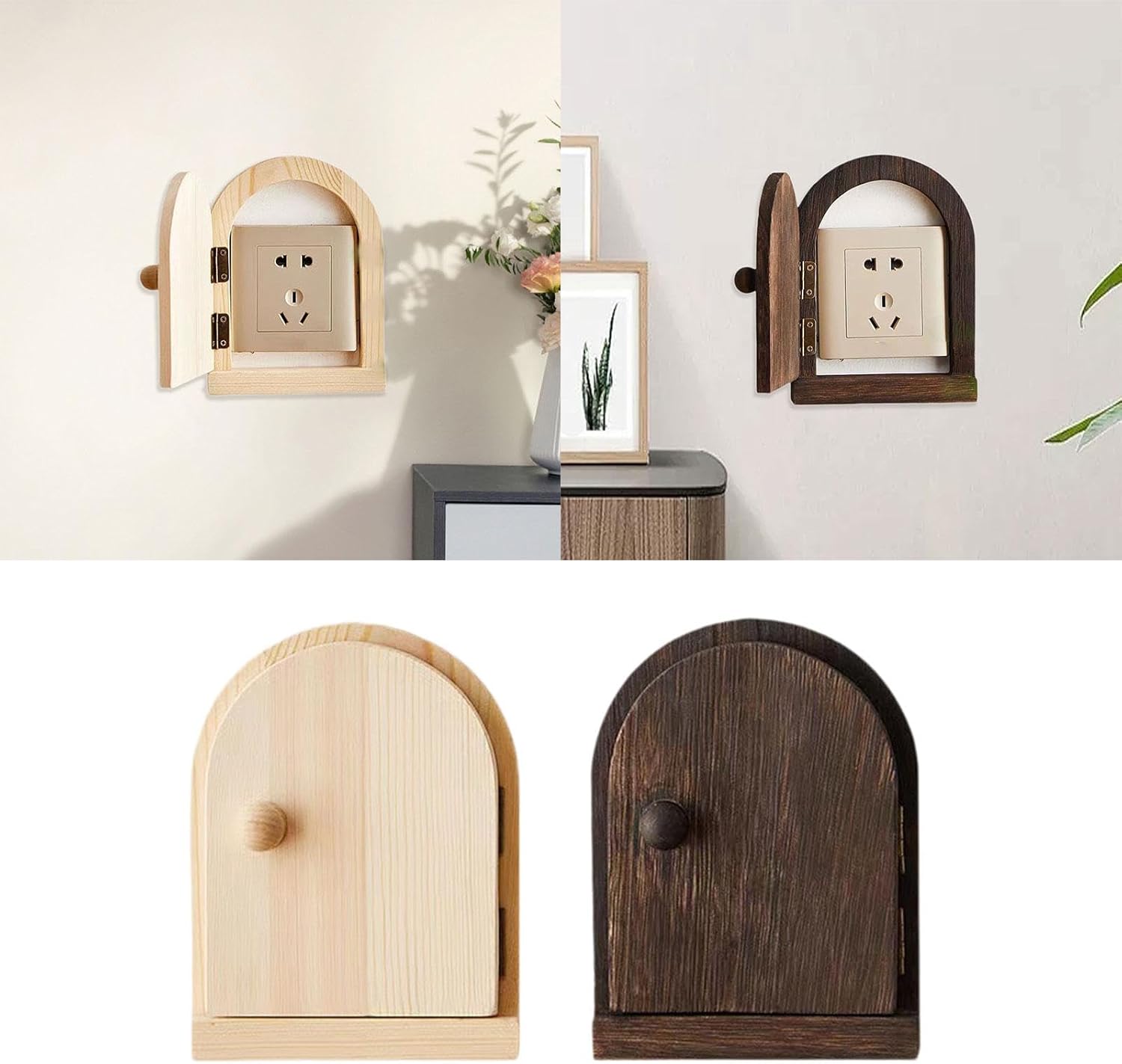 Wood Door Outlet Cover Home Decoration Creative Easy Installation Wall Decor Light BrownHome & Garden|Home Improvement|Electrical & Solar|Switch Plates & Outlet Covers