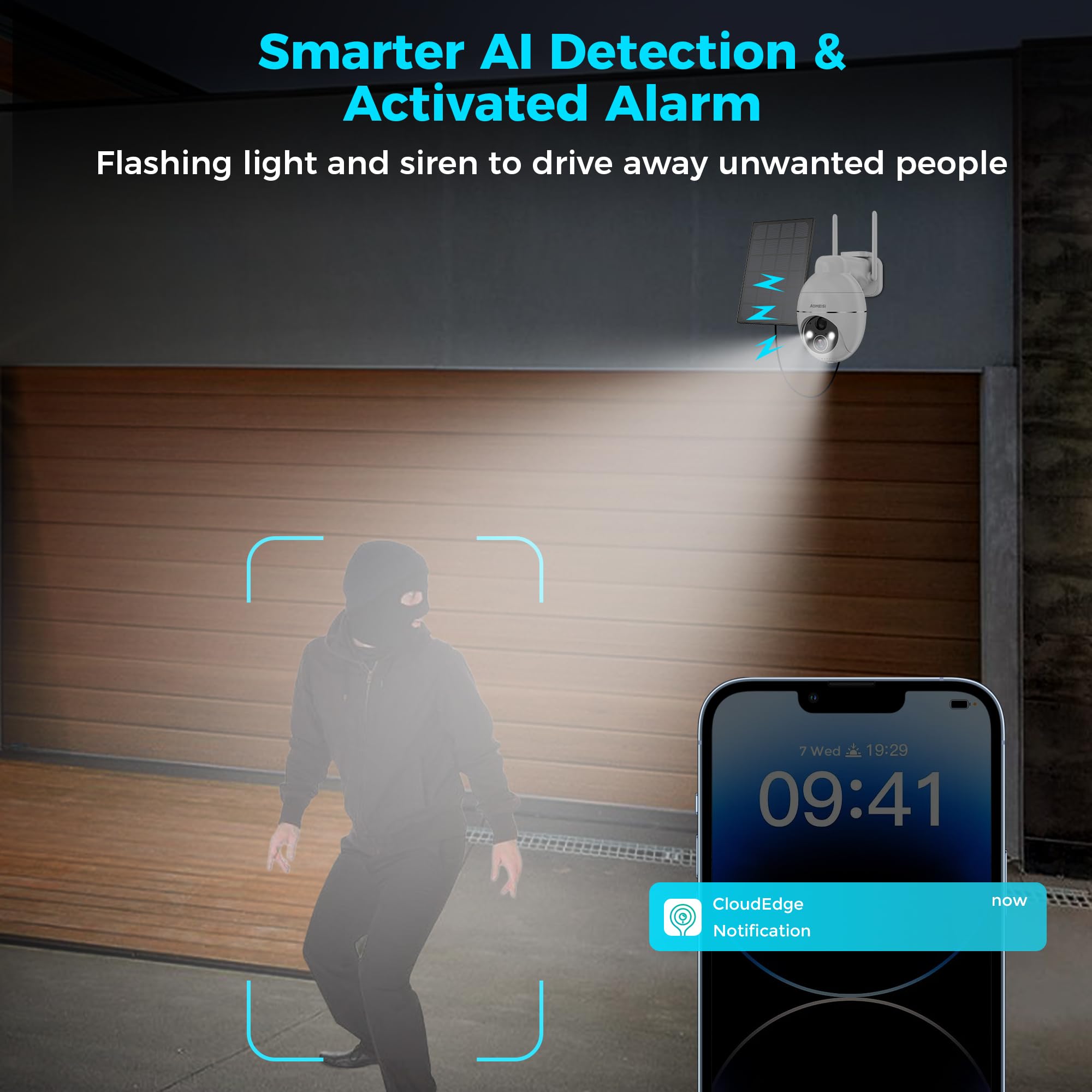 Telecamera Di Sicurezza Esterna Solare 3G, 2K, PTZ 360°, Rilevamento PIR, Audio Bidirezionale, Batteria 9000mAh - 2