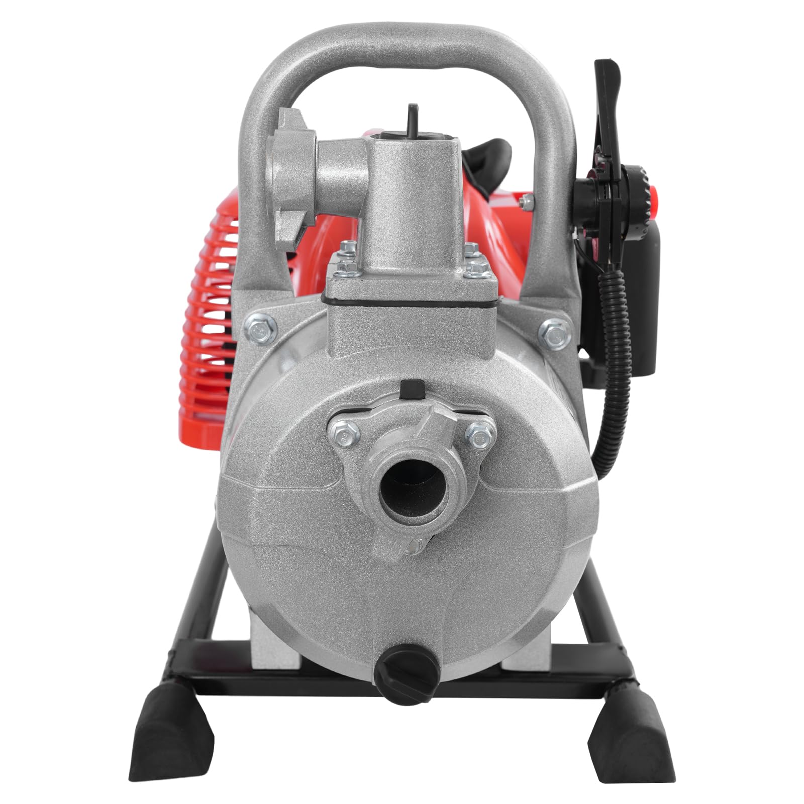 4 Takt 1 Zoll Benzin Wasserpumpe, Tragbare Benzin Wasserpumpe mit 2m Einlassrohr, 10m ³/ h und 30m Förderhöhe, Gartenwasserpumpe für Tankfüllung, Bewässerung, Sprinkler, Silber