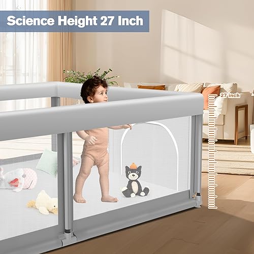 Miniatura 6 de Corralito grande para bebés y niños pequeños, corralito de 74 x 50 pulgadas, patios grandes para bebés en interiores y exteriores, corralito de