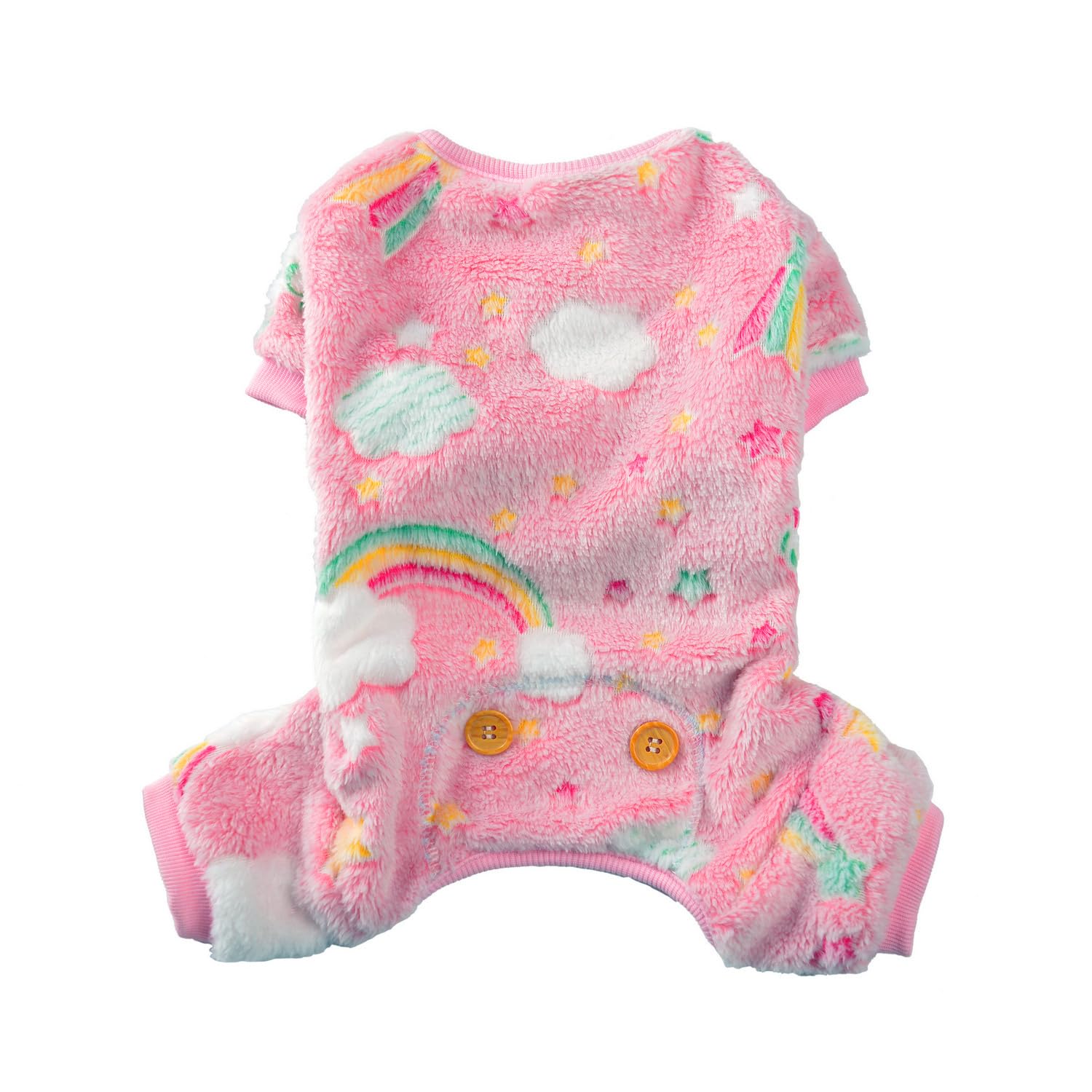 Maigllra Plush Dog Pajamas Glow In The Dark Dog Jumpsuit 4 Legged Onesie for Small Medium Large Dog, Pink Rainbow M โ image 1