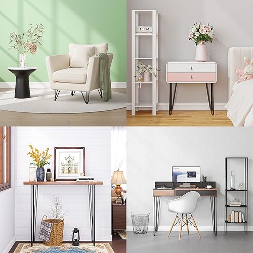 Miniatura 7 de SMARTSTANDARD 3 cañas sólidas de metal para mesa con gomas protectoras del suelo, uso industrial, para el hogar y bricolaje, 4 piezas