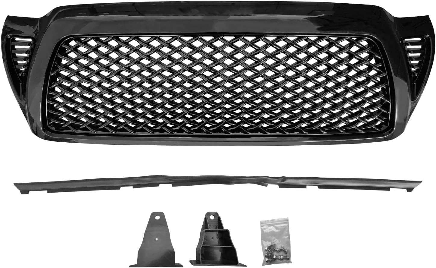 Front Bumper Grille For Toyota Tacoma Glossy Black Mesh Grill 2005 2006 2007 2008 2009 2010 2011