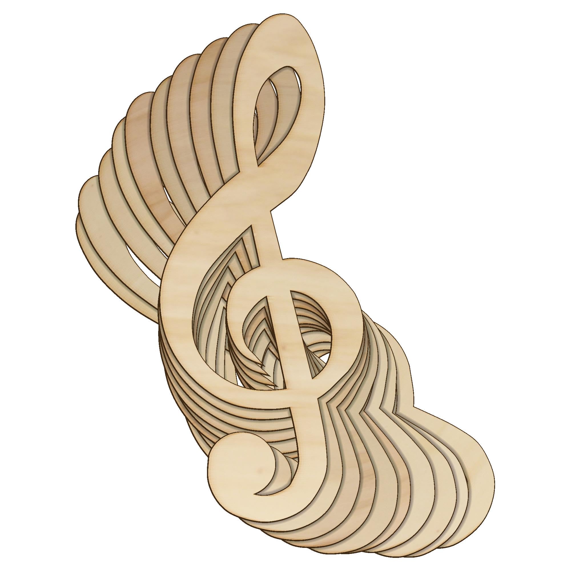 10x Wooden Treble Clef Music Note G Craft Shape 3mm Ply Entertainment(12 x 4.8cm,No Hole)