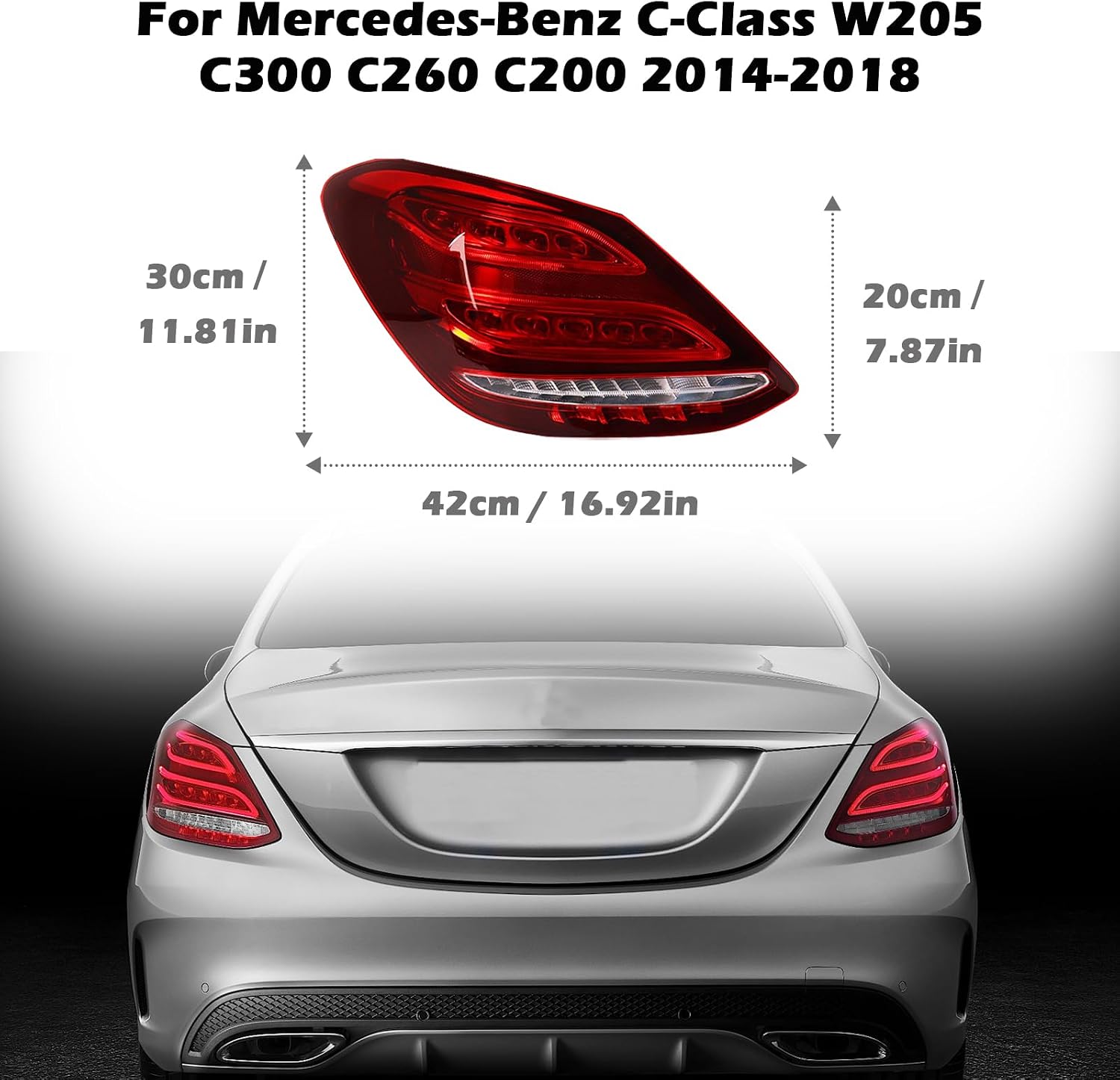 US Version Tail Light for Mercedes-Benz C-Class W205 C300 C260 C200 2014 2015 2016 2017 2018 Right
