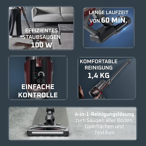 Rowenta X-PERT 6.80, Aspirateur Balai sans Fil Multifonction, 100W, Autonomie 60 Minutes, Eclairage LED, Suivi Facile, RH6485E0 - 2