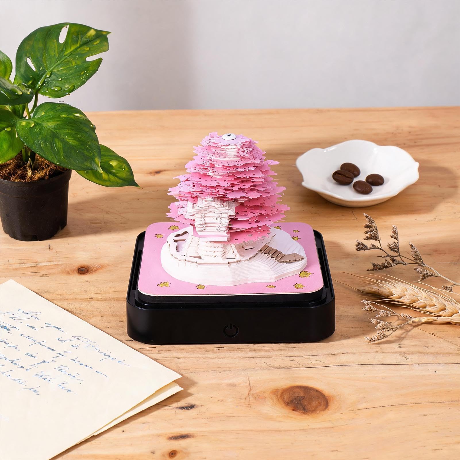 3D Papierskulptur-Kalender Kunstvoller - und Hausdesign | mit klarer Staubschutzhaube Abreiß- -Memo-Block-Skulptur für Lehrer, Schüler & Klassenzimmer: tägliche Aufgaben