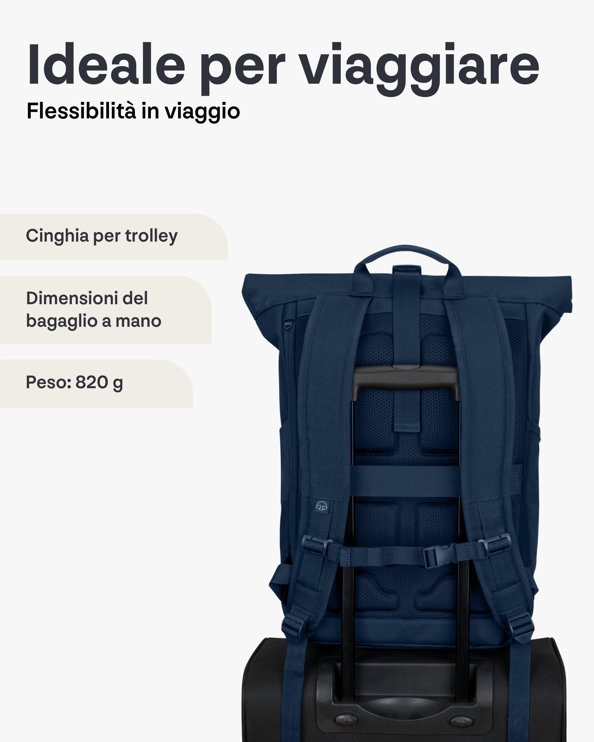 Johnny Urban Zaino Donna e Uomo - Allen Large - Rolltop Zainetta per Scuola, Università, Viaggio - Scomparto per Laptop da 16 pollici - Idrorepellente