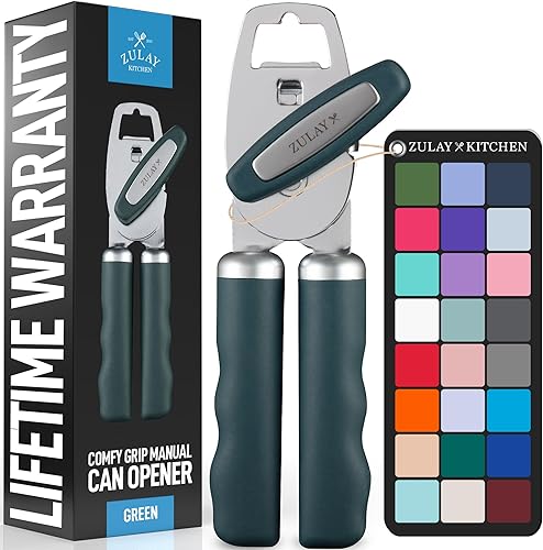 Miniatura 31 de Zulay Kitchen Abrelatas manual de acero inoxidable resistente con abridor de botellas, abrelatas manual a prueba de óxido con perilla giratoria y