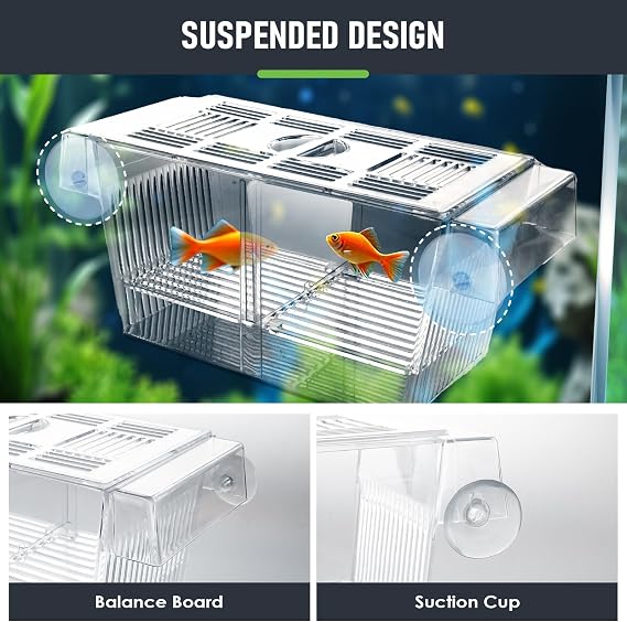 Fish Breeding Box, Aquarium Breeding Box for Fish Tank with Suction Cups