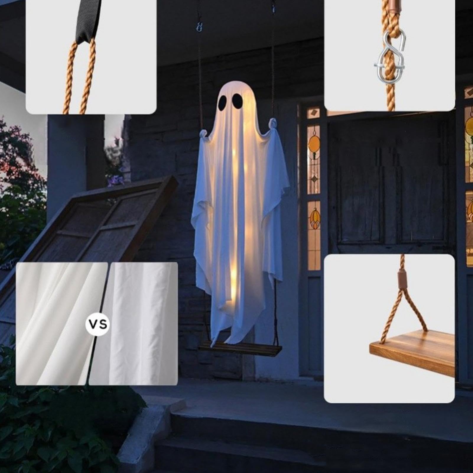5.25FT Halloween Hanging Swing Ghost con telecomando LED Outdoor Decor