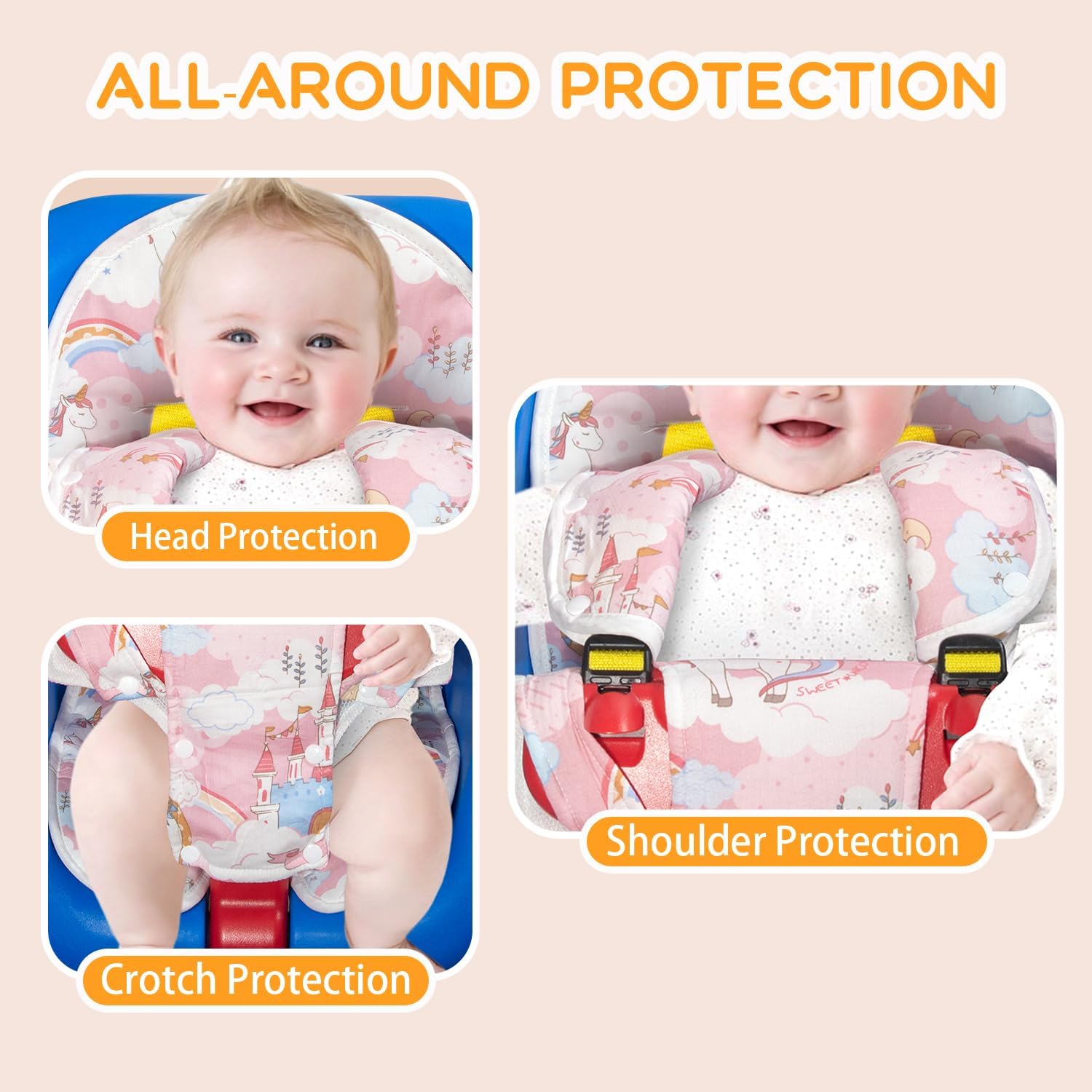 Toddler Swing Cushion - FEISIKE Outdoor Baby Swing Seat Insert Pad with Strap Covers, Compatible with Outside Infant Swings for Toddlers Age 1-3, Detachable and Washable(Swing Not Included)