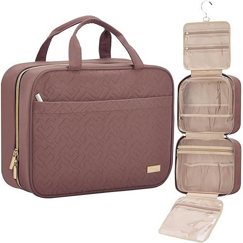NISHEL Neceser de viaje para mujer, organizador colgante portátil para champú de tamaño completo, acondicionador, juego de cepillos, accesorios de