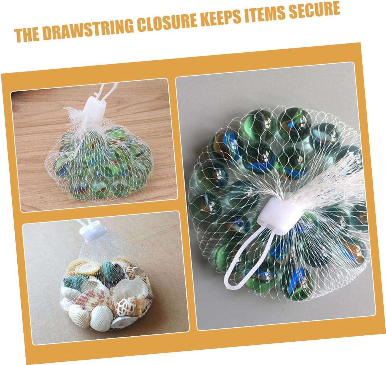 200pcs Glass Marbles Storage Pouch Mesh Toy Organizer for Boys and Girls Capacity Drawstring Net Bag for Toys and Items