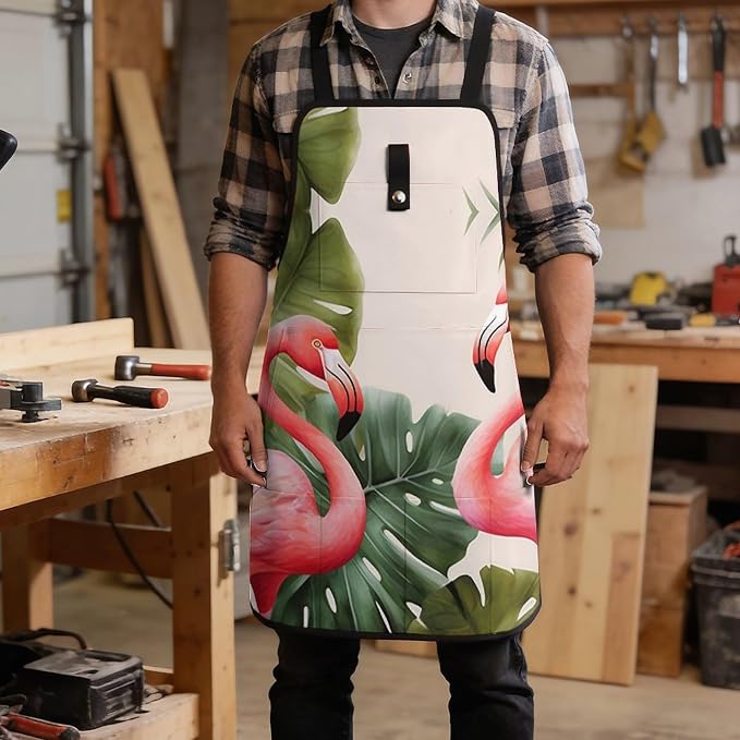 Delantal de trabajo con diseño de hojas de palmera Flamingo miniatura 5