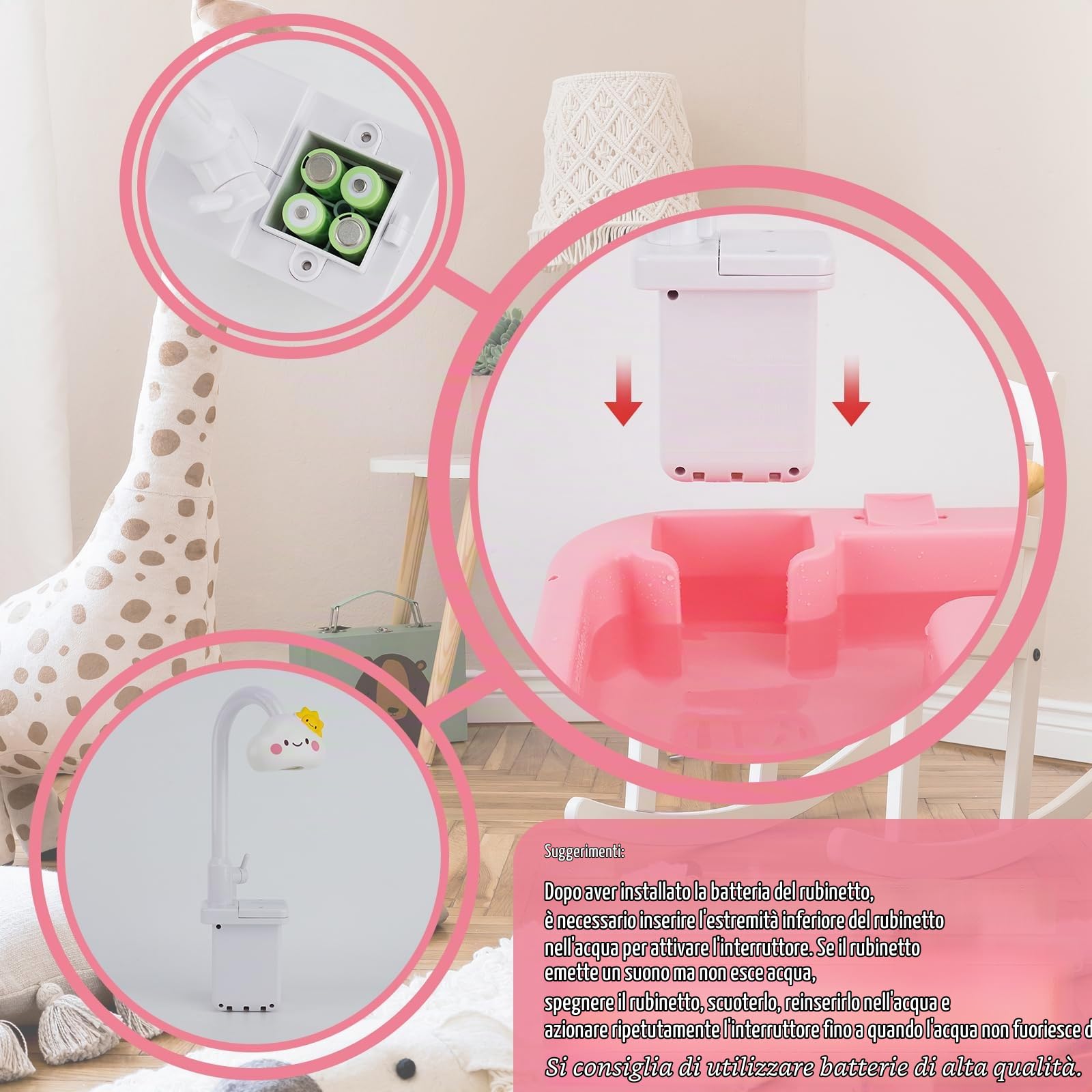 Cucina Giocattolo per Bambini,Lavandino Bambini con Acqua Vera,Rubinetto Aggiornato,Gioco di Pesca e Accessori da Cucina,set cucina bambini,Giocattoli di Ruolo per Ragazzi Ragazze 3 4 5 6(Rosa)