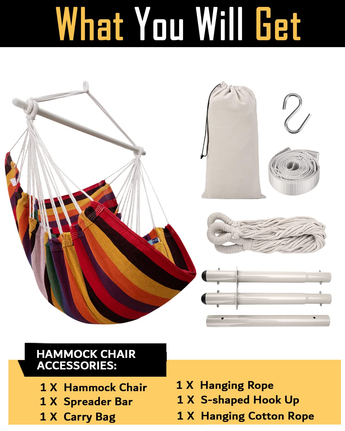 ADVOKAIR Hanging Chair Hammock Chair Swing (500 lbs Max) - Comfortable ...