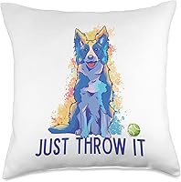 Vista 5 de Border Collie Gifts For Dog Agility Training Border Collie Love Just Play Fetch Dog - Almohada de 16 x 16 pulgadas, multicolor