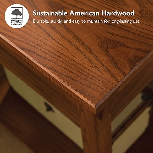 Miniatura 7 de Leick Home 10055-RS Mesa de Centro Mission para Sala de Estar, Dos Cajones y Estante, Fabricada con Madera Maciza, Acabado Rojizo Russet /