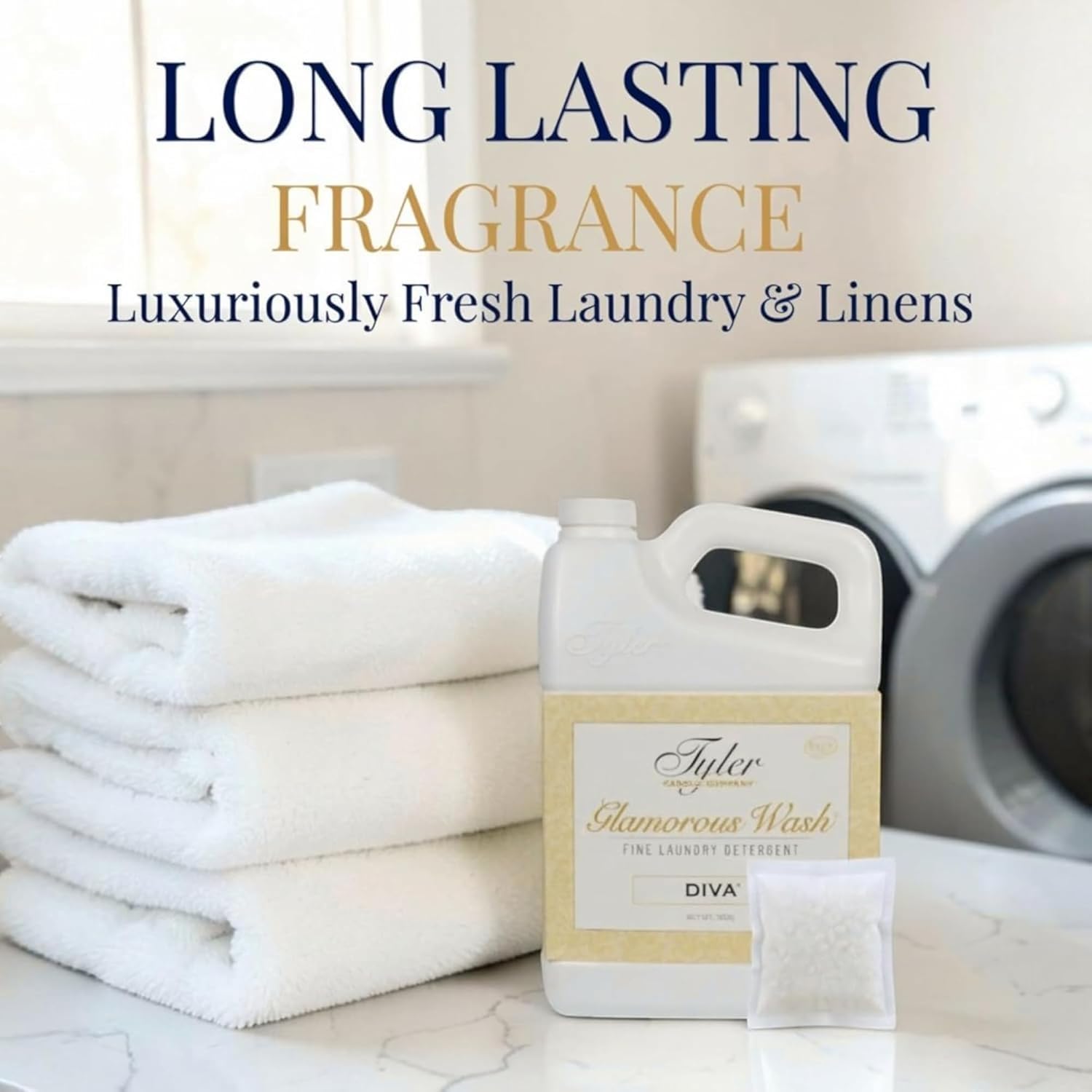 Tyler Diva Laundry Detergent, 128 oz, Diva Wash Laundry Detergent - Tyler Candle Company Luxury Laundry Detergent with Stain Remover Pen & Dryer Sachet