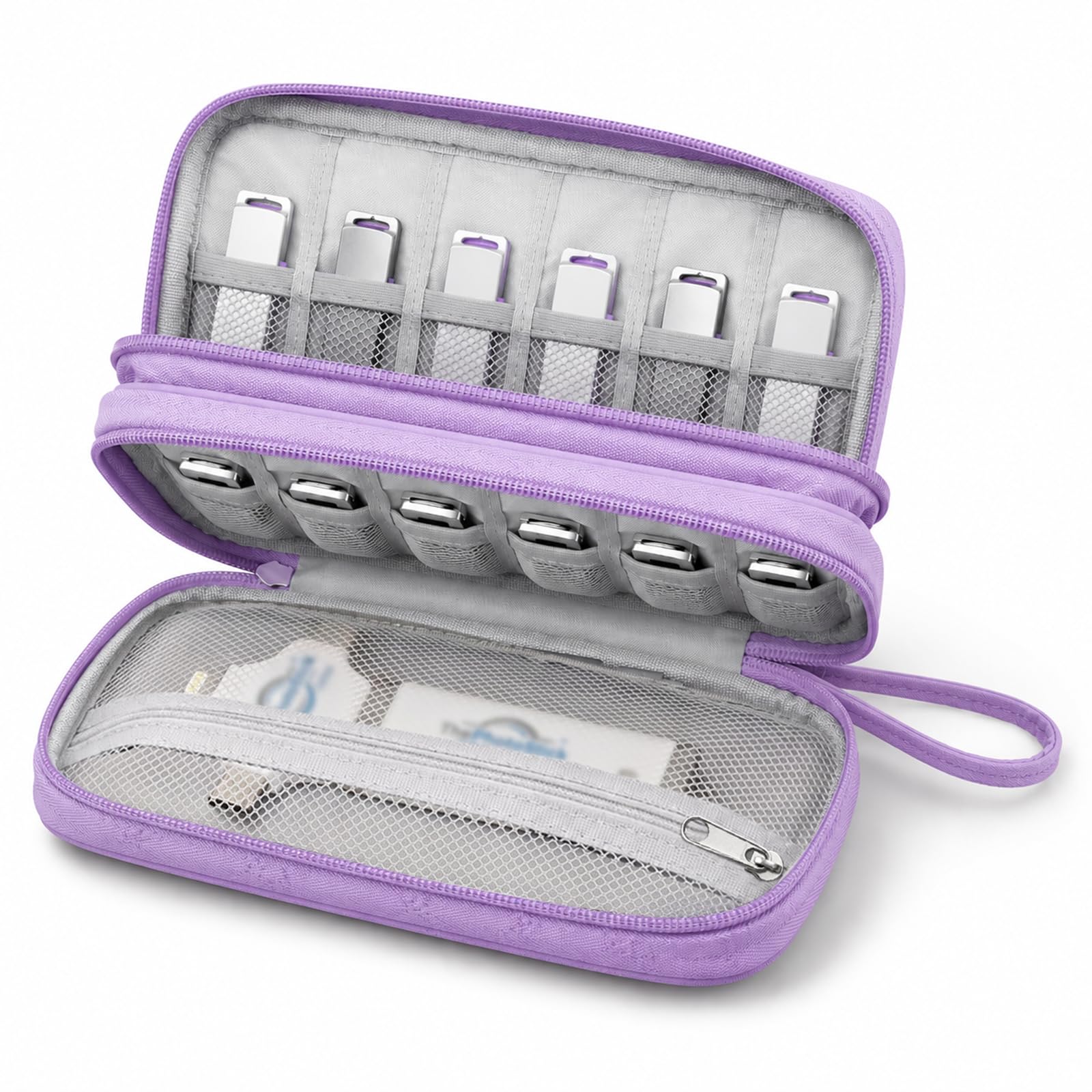 Funda para unidad flash USB, organizador de bolsa de almacenamiento portátil para Samsung/Sandisk Memory Stick/unidad de pulgar/unidad de salto/tarjeta SD, con 18 ranuras (lavanda)